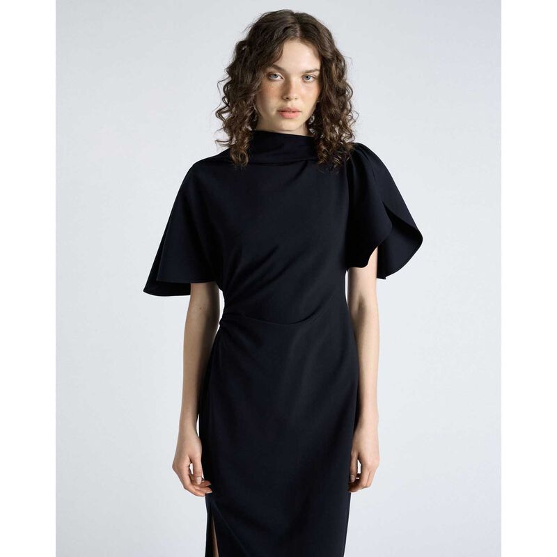Cue Crepe Draped Neck Midi Dress image number 3